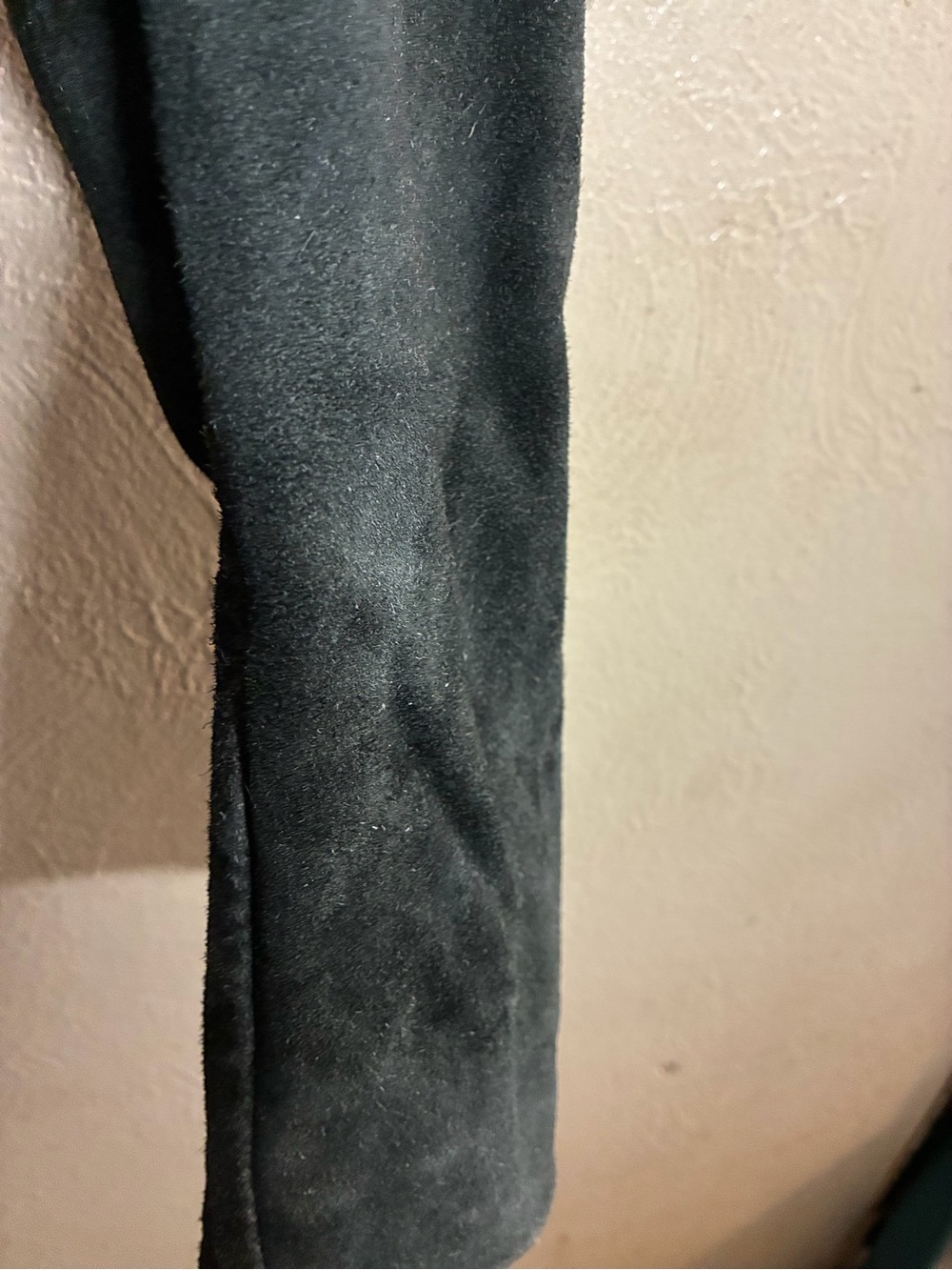 Fringed Suede Leather Jacket in Dark Gray with White Fringe - Picture 11 of 16
